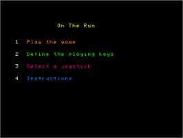 Title screen of On The Run on the Amstrad CPC.